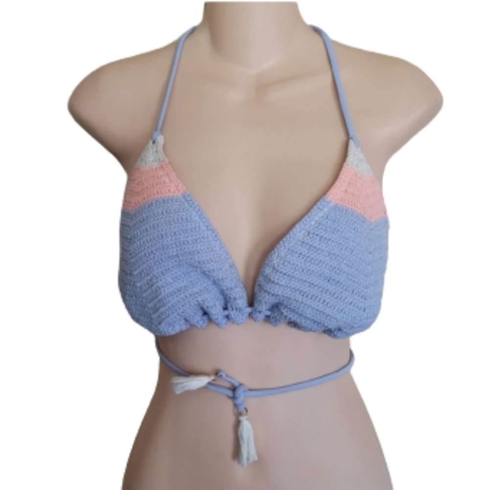 NOBO Crochet Colorblock Bikini Top Size Juniors XL 15/17